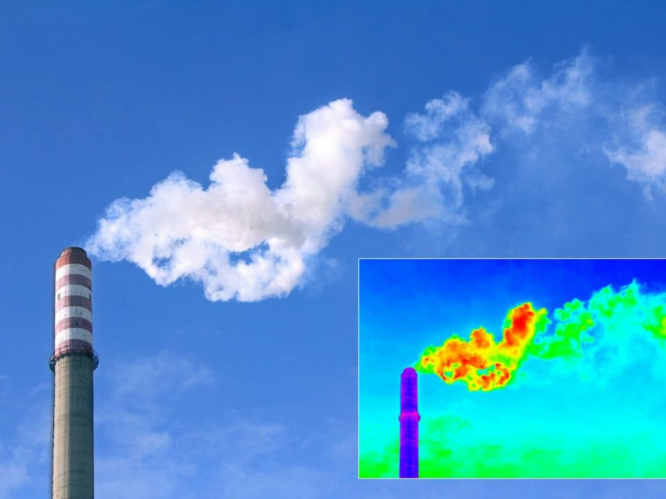 widok komina przez kamerę termowizyjną